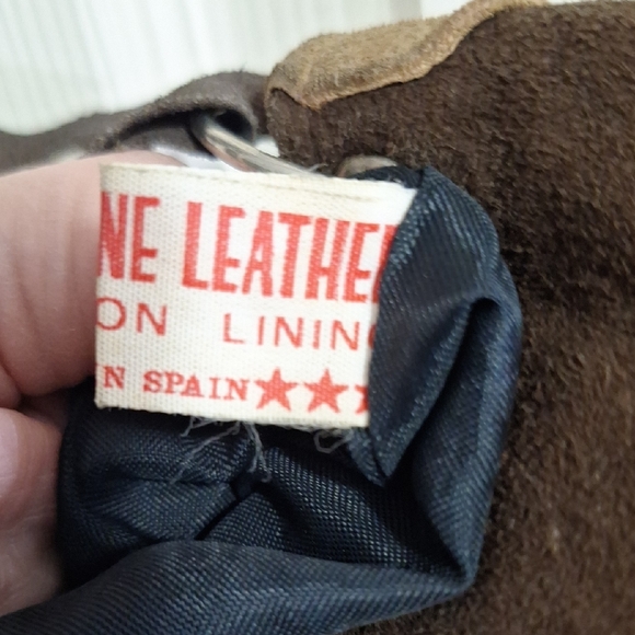 Genuine Leather Made In Spain Butterfly Floral Brown Tan Patchwork Crossbody Bag - Picture 4 of 6